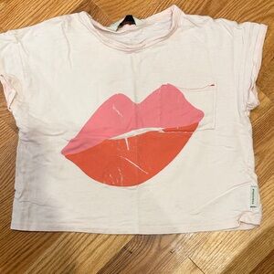 Piupiuchick Kids Pink and Orange Lips Graphic Tee